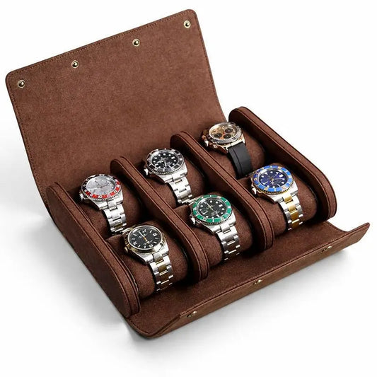 Personalized Leather Watch Box 1/2/3/4/6/8/10/12 Slot Travel Case Vintage Leather Watch Organizer, Gift for Him, Groomsmen Gift - Tigre X Studio