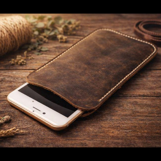 Leather Phone Sleeve Handmade - Personalized - Tigre X Studio