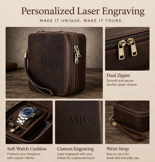 Genuine Leather Travel Watch and Jewelry Organizer Case Etsy