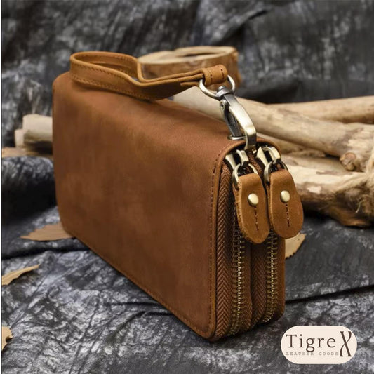 Genuine Leather Long Wallet for Men Zipper Around Cowhide Clutch, RFID Card Holder, Phone Pocket, Gift for Him Etsy