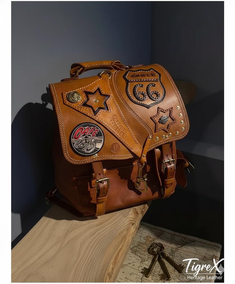 Route 66 Leather Backpack for riders and everydat commuters