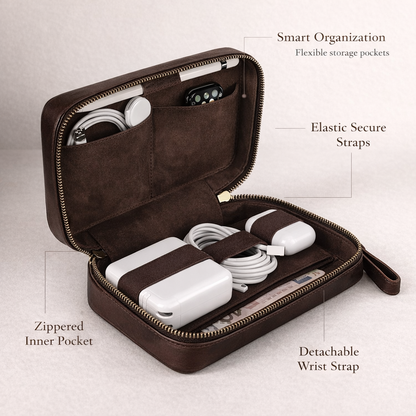 Leather Tech Organizer – Handcrafted Full-Grain Tigre X Studio