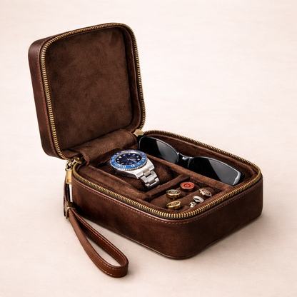 Genuine Leather Travel Watch and Jewelry Organizer Case Tigre X Studio