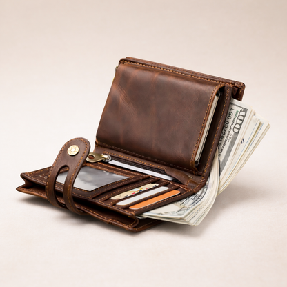 Leather RFID Wallet with AirTag Holder – Italian Oil Leather Tigre X Studio