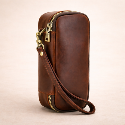 Personalized Leather Pipe Case – Custom Engraved Tobacco Pouch for 2 Pipes Tigre X Studio