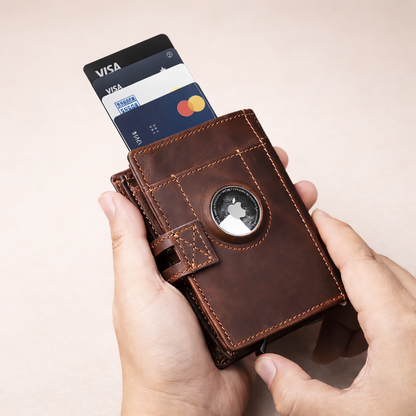 Leather RFID Wallet with AirTag Holder – Italian Oil Leather Tigre X Studio