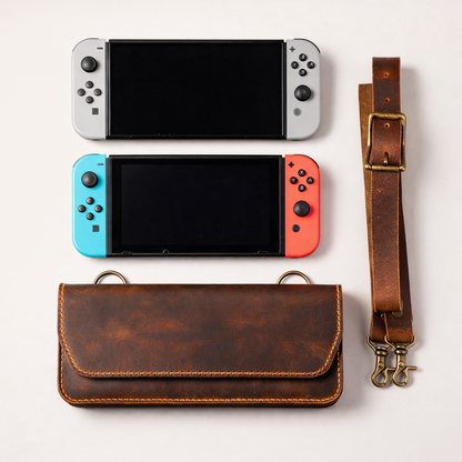Handmade Leather Nintendo Switch Case – Full Grain Handmade Console Cover Tigre X Studio