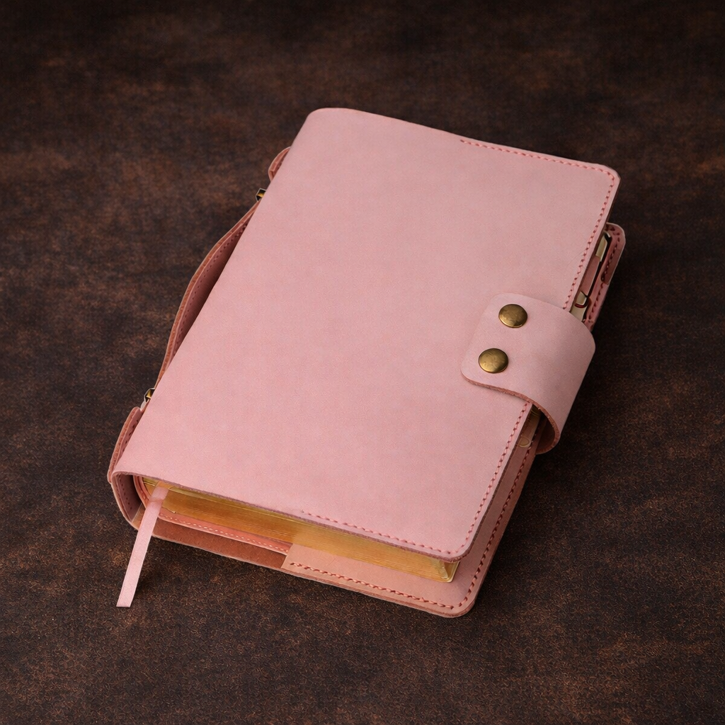 personalized pink leather Bible cover for women full grain handcrafted Bible case Christian gift custom engraving
