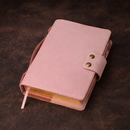 personalized pink leather Bible cover for women full grain handcrafted Bible case Christian gift custom engraving