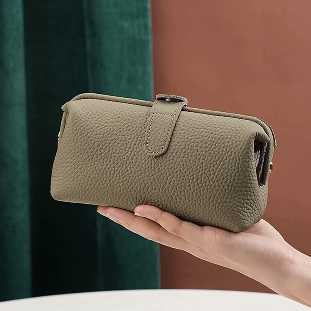 Personalized Leather Cosmetic Bag, Large Capacity Makeup Travel Case, Custom Engraved Cowhide Toiletry Bag, Luxury Bridesmaid Gift for Her - Tigre X Studio