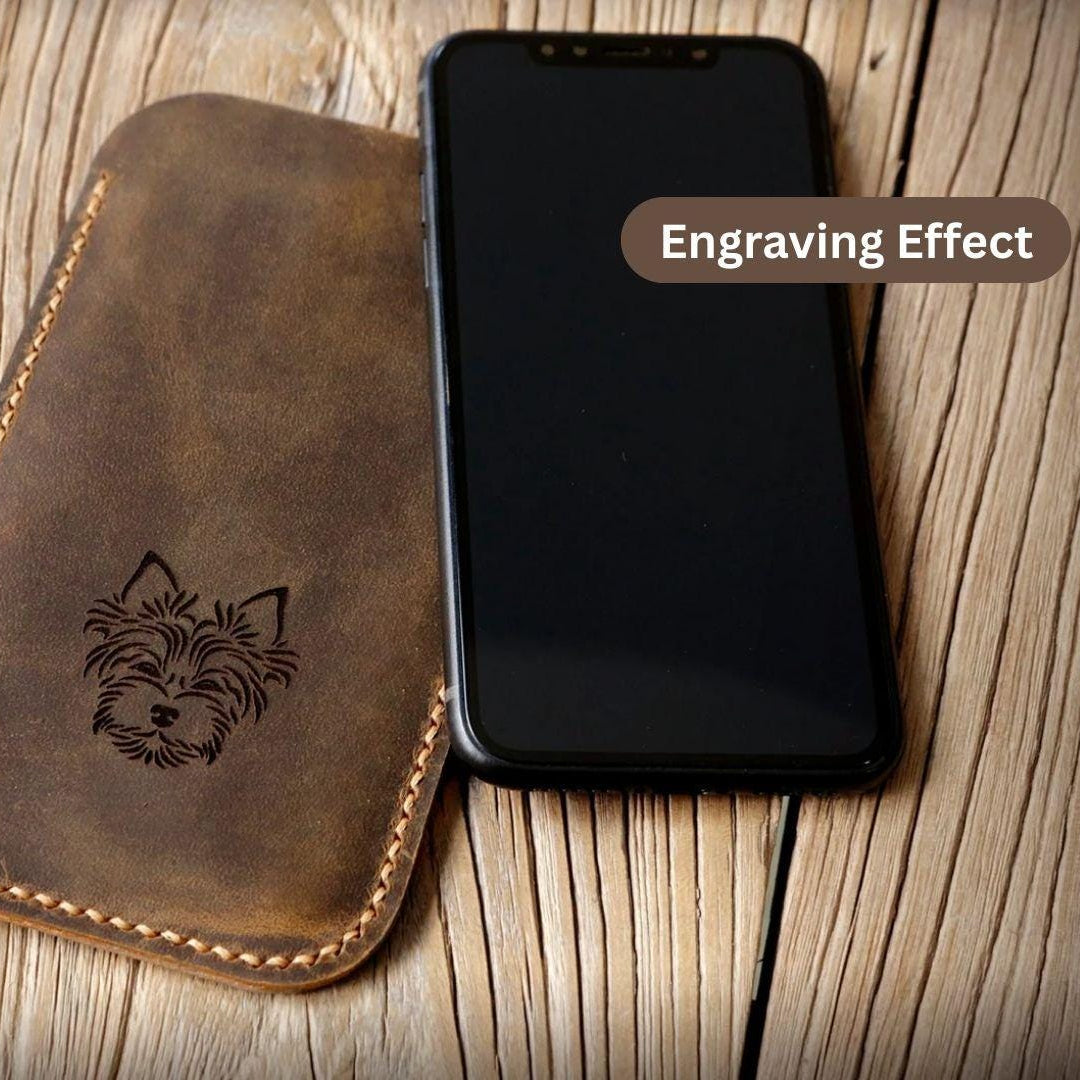 Leather Phone Sleeve  Handmade - Personalized - Tigre X Studio