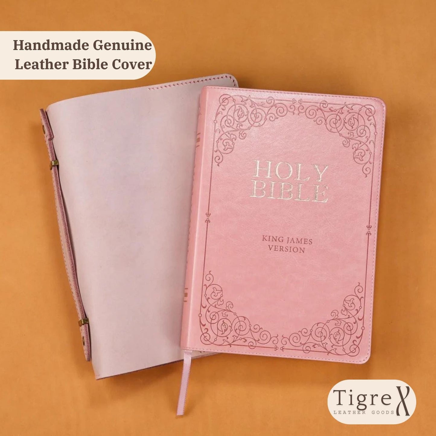 Personalized Pink Leather Bible Cover for Women, KJV Bible Case with Handle, Custom Engraved Christian Gift, Handmade & Hand Stitched Etsy