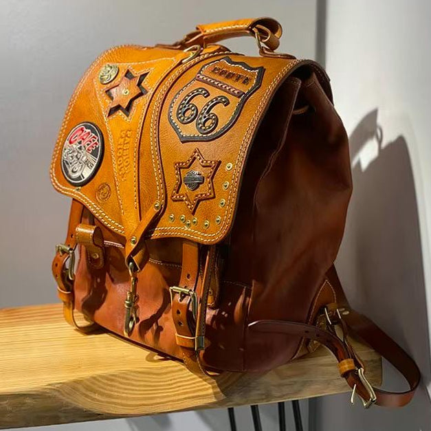 Leather Biker Backpack – Route 66 Etsy