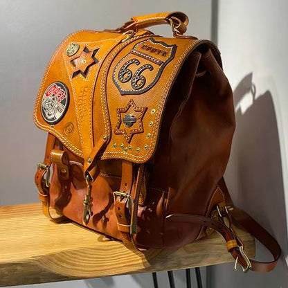 Leather Biker Backpack – Route 66 Etsy
