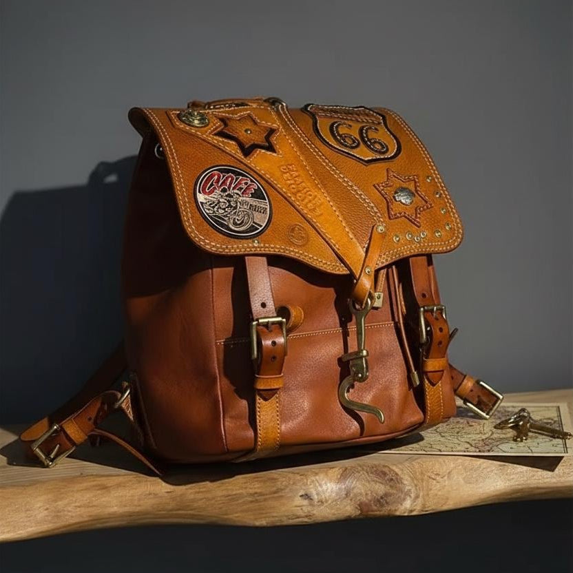 Leather Biker Backpack – Route 66 Etsy
