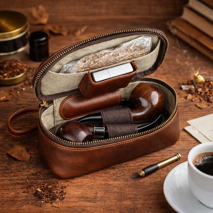 Personalized Leather Pipe Case – Custom Engraved Tobacco Pouch for 2 Pipes Etsy