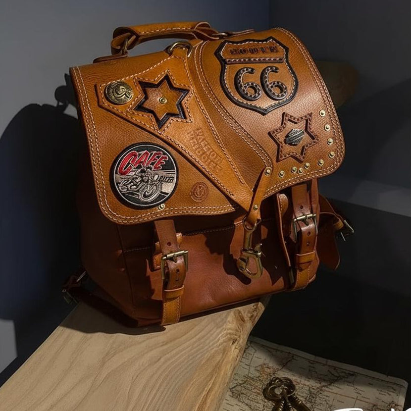 Leather Biker Backpack – Route 66 Etsy
