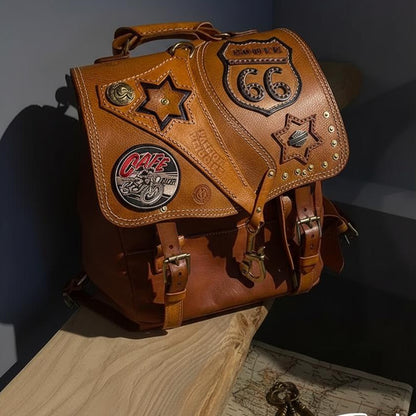 Leather Biker Backpack – Route 66 Etsy