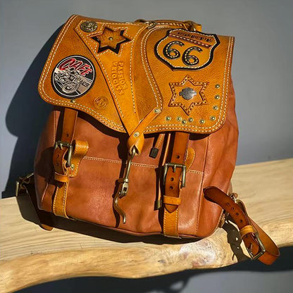 Leather Biker Backpack – Route 66 Etsy