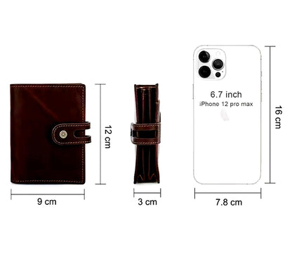 Personalized Leather Wallet with AirTag Holder – RFID Blocking Slim Bifold for Men - Tigre X Studio