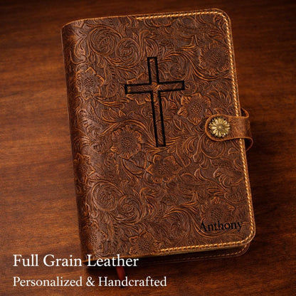 Custom Leather Bible Cover Etsy