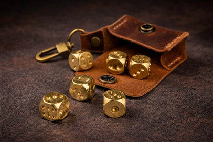 Leather Dice Pouch with Brass Dice Tigre X Studio