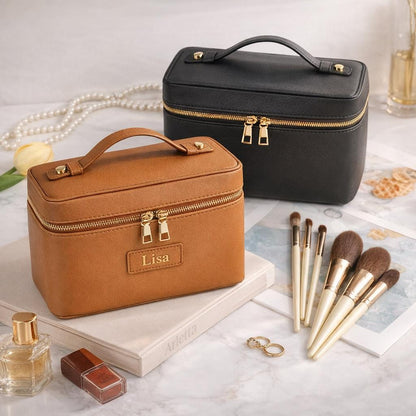 Travel Makeup Bag Organizer, Cosmetic Case for Women, PU Leather Vanity Case, Makeup Storage Box with Compartments Etsy