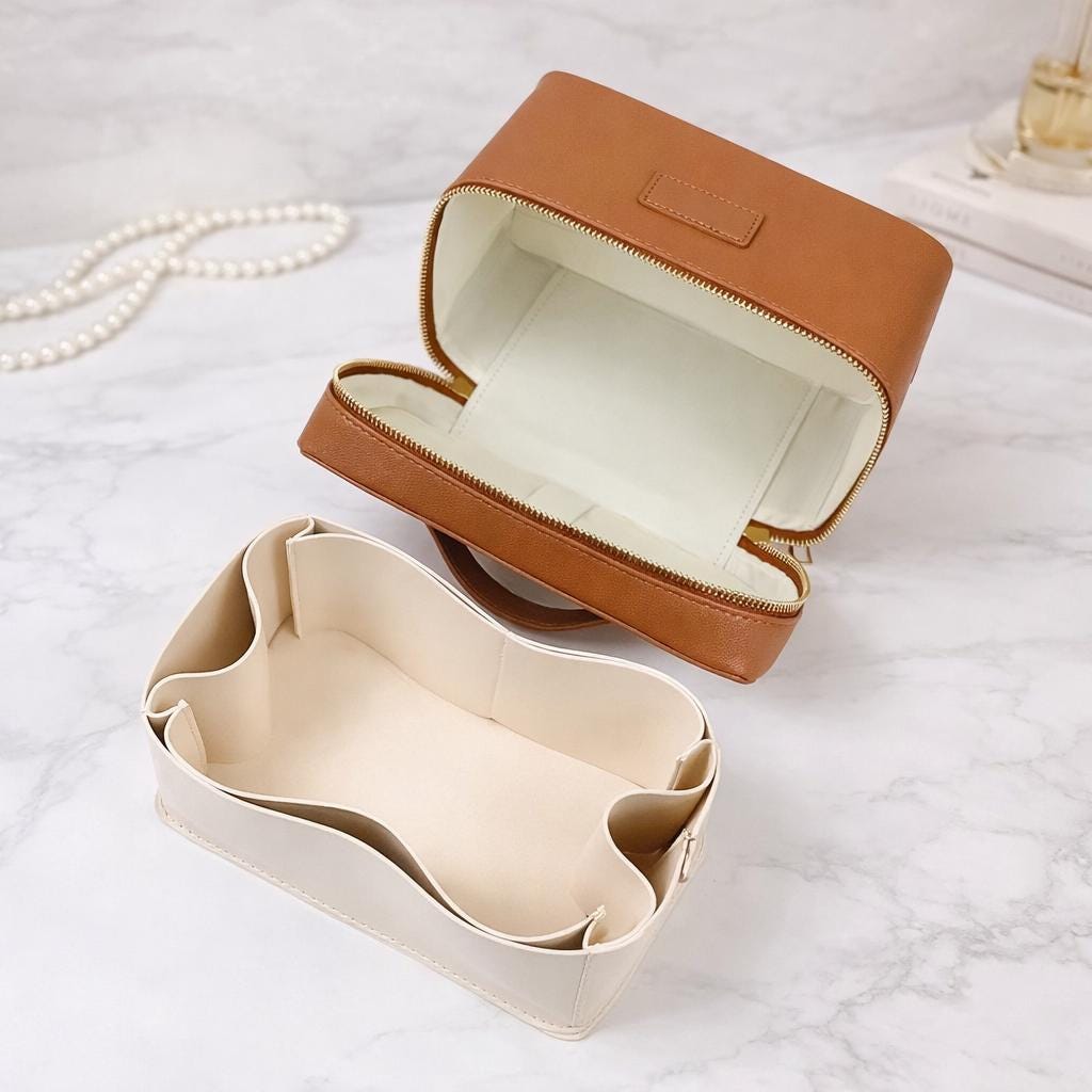 Travel Makeup Bag Organizer, Cosmetic Case for Women, PU Leather Vanity Case, Makeup Storage Box with Compartments Etsy