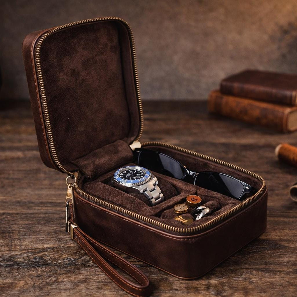 Genuine Leather Travel Watch and Jewelry Organizer Case Etsy