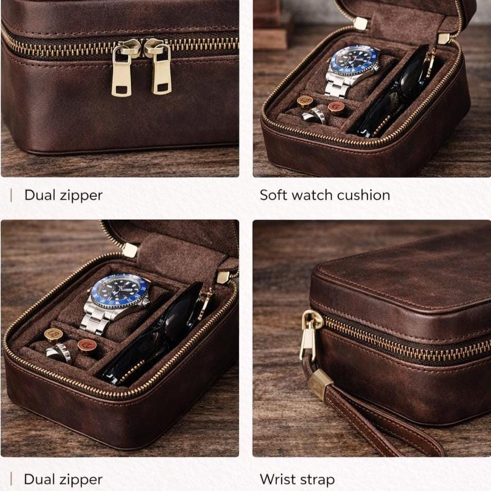 Genuine Leather Travel Watch and Jewelry Organizer Case Etsy