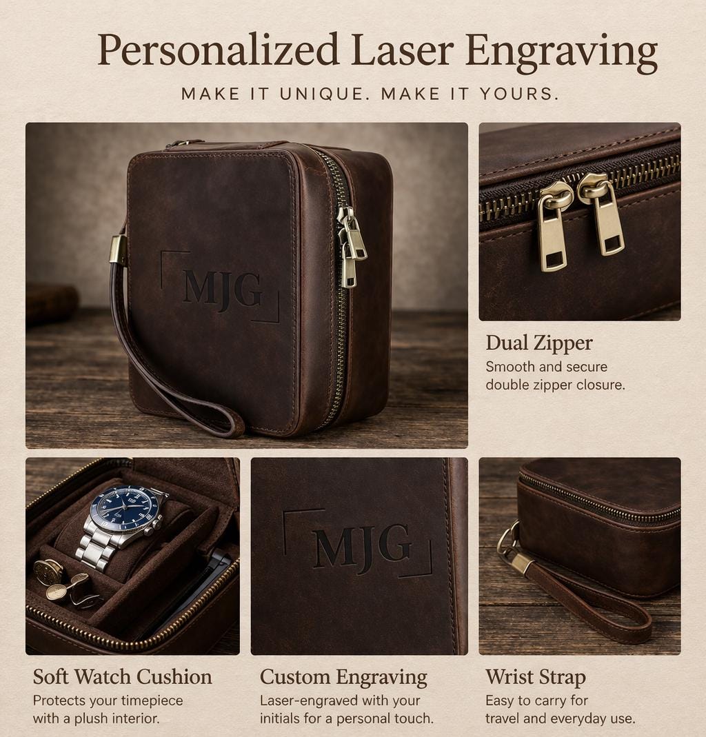 Genuine Leather Travel Watch and Jewelry Organizer Case Etsy