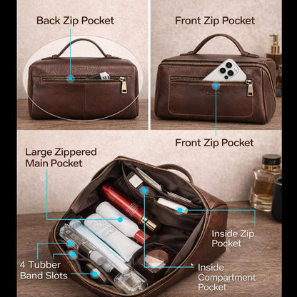 Leather Toiletry Bag for Men  Full Grain Travel Dopp Kit, Personalized Leather Wash Bag, Luxury Grooming Organizer, Gift for Him Etsy