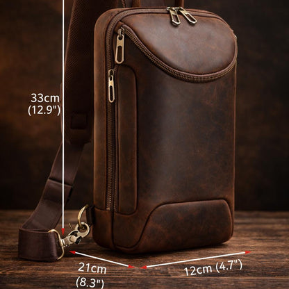 Full Grain Leather Chest Bag  Handmade Sling Backpack for Men - iPad Case Etsy