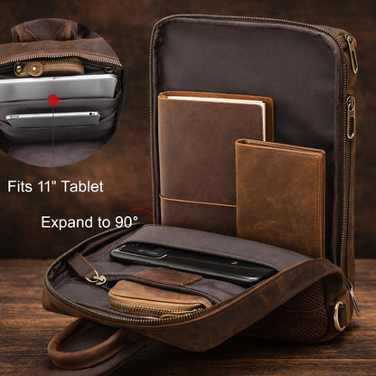 Full Grain Leather Chest Bag  Handmade Sling Backpack for Men - iPad Case Etsy