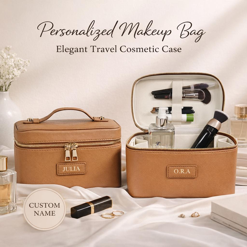 Travel Makeup Bag Organizer, Cosmetic Case for Women, PU Leather Vanity Case, Makeup Storage Box with Compartments Etsy