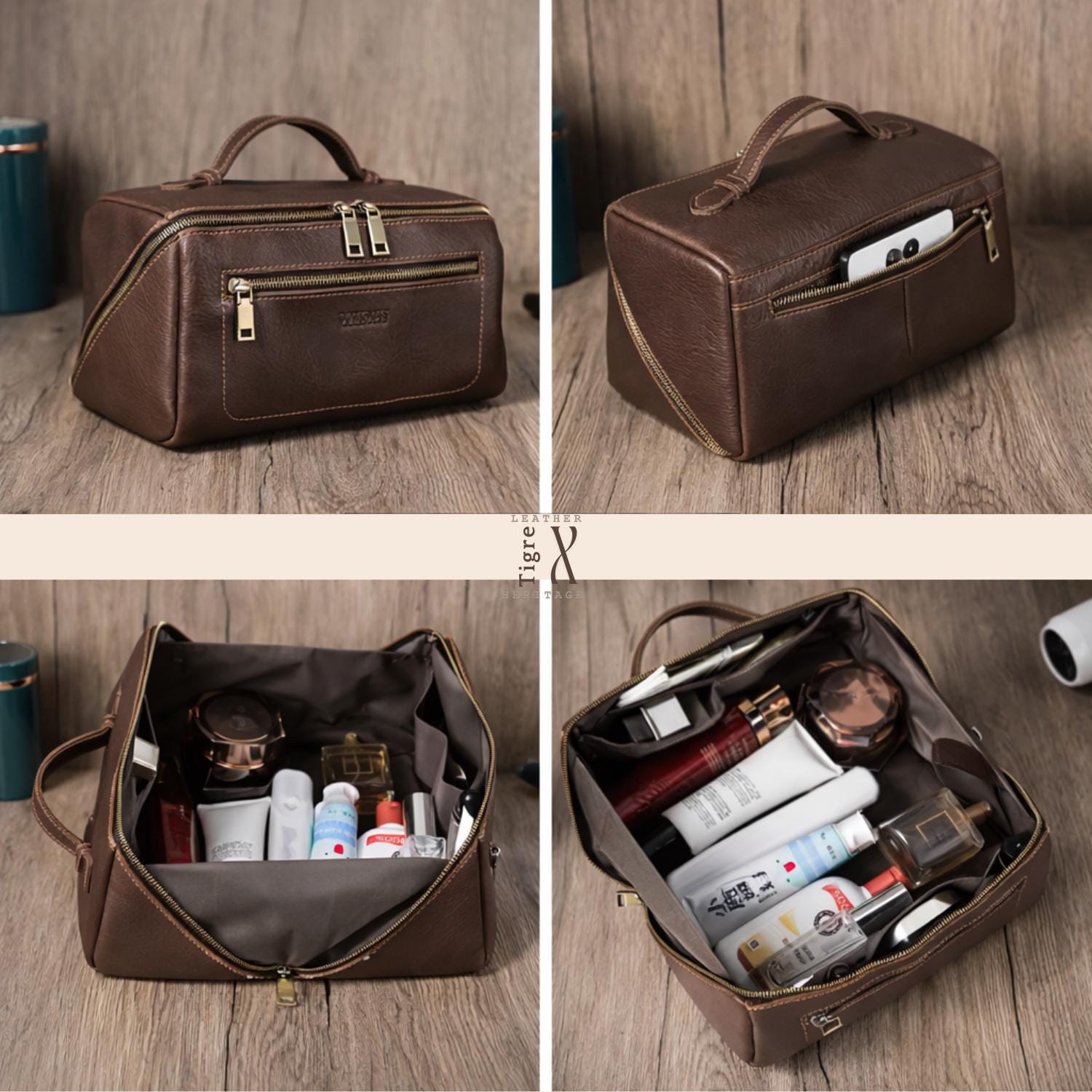 Leather Toiletry Bag for Men  Full Grain Travel Dopp Kit, Personalized Leather Wash Bag, Luxury Grooming Organizer, Gift for Him Etsy