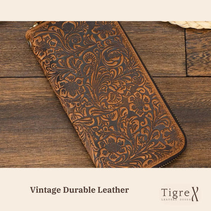 Genuine Leather Long Wallet for Men  Zipper Around Cowhide Clutch, RFID Card Holder, Phone Pocket, Gift for Him Etsy