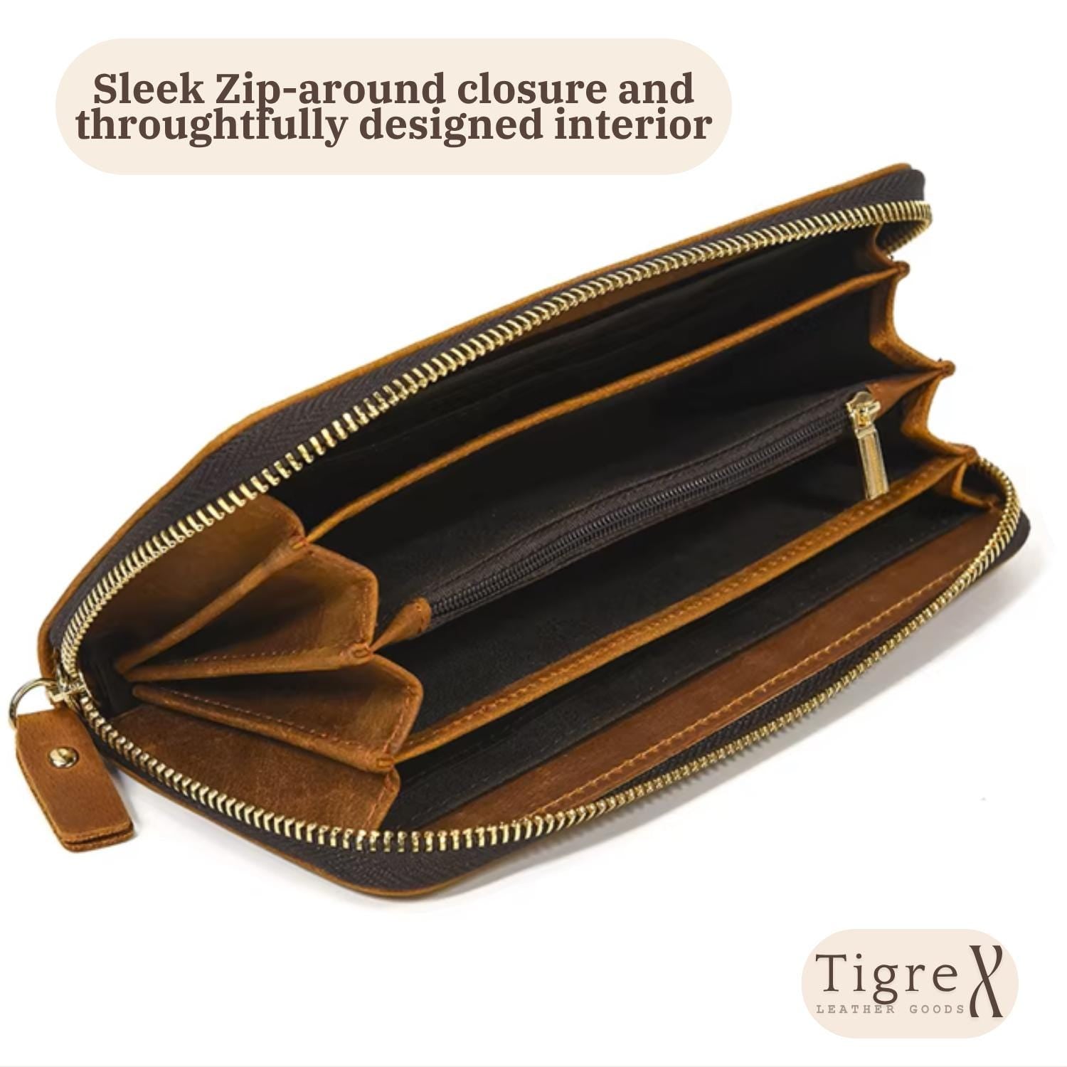 Genuine Leather Long Wallet for Men  Zipper Around Cowhide Clutch, RFID Card Holder, Phone Pocket, Gift for Him Etsy