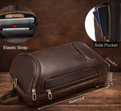 Full Grain Leather Chest Bag  Handmade Sling Backpack for Men - iPad Case Etsy